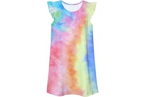 uideazone Girls Nightgowns Flutter Sleeve Pajamas Dress 3D Printed Princess Nightdress Size 5-12