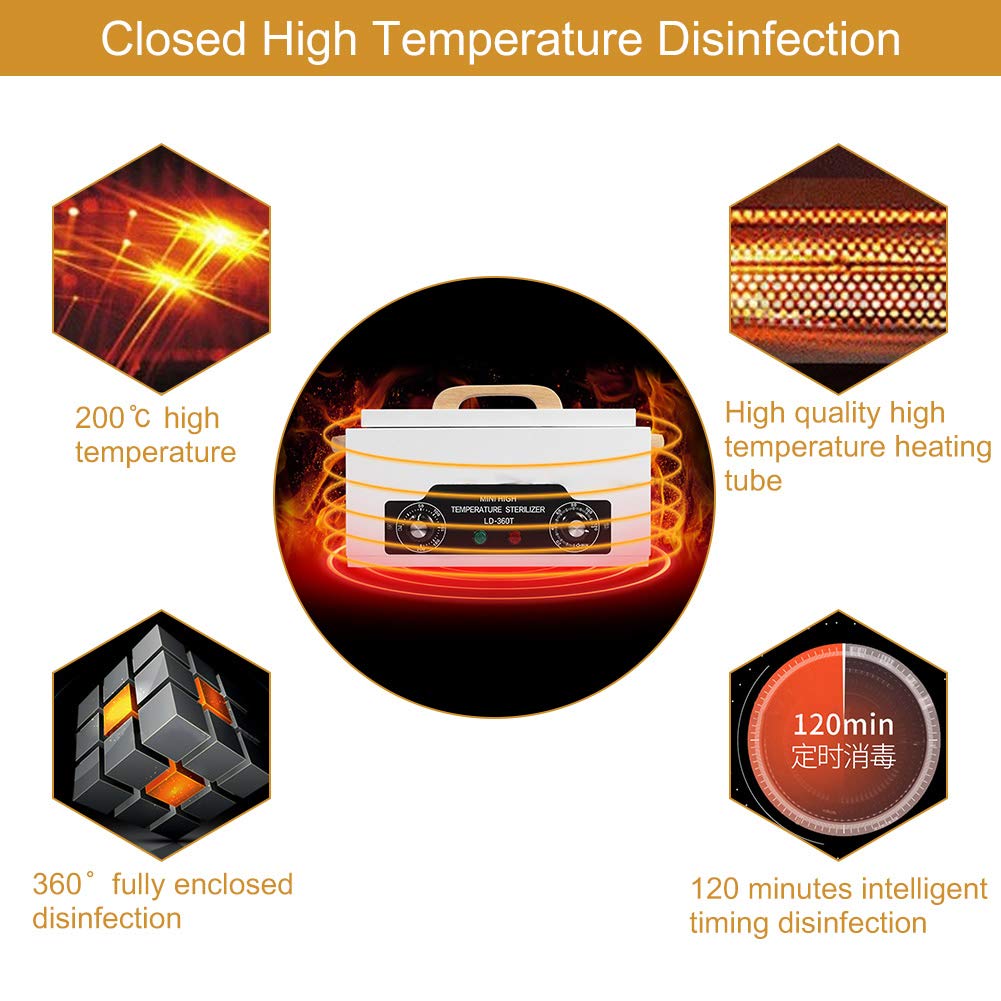 200℃ High Temperature Disinfection Box Cabinet, Dry Heat Disinfection Machine, For Manicure Makeup Tattoo Tools For Salon Spa Barber Shops(US Plug): Beauty