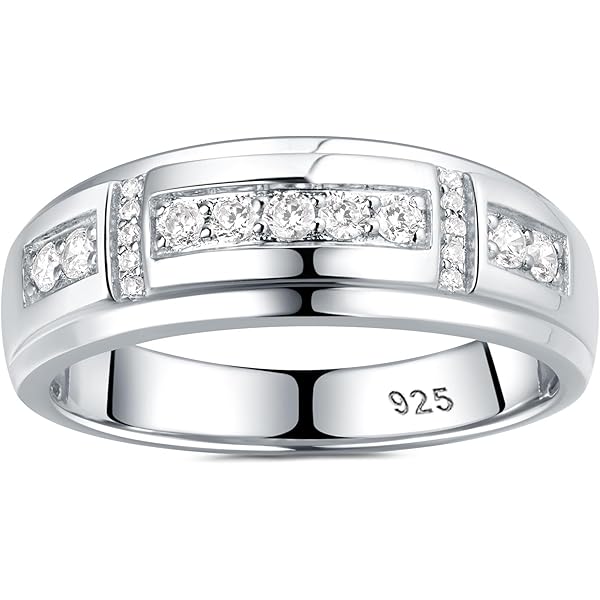 Pt900 Platinum Mens Wedding Ring, Single Diamond 0.2ct Diamond