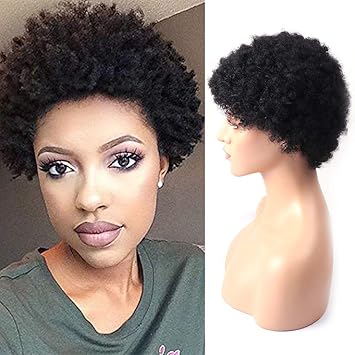Buy 3 Short Afro Curly Human Hair Wigs For Black Women 3