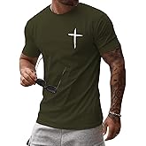 iudam Mens Short Sleeve Cotton T-Shirts Crew Neck Jesus Cross Printed Shirts Faith Christ Shirts