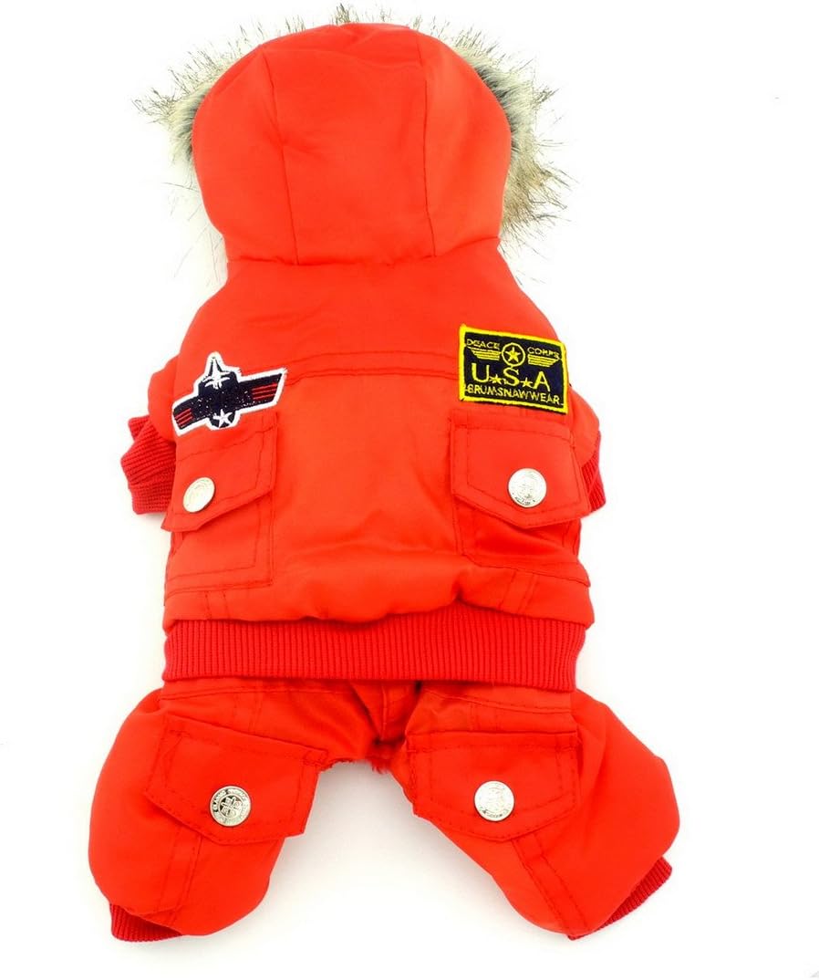 Pegasus SELMAI Waterproof Dog Snowsuit Fleece Lined Puppy Winter Coat Jacket Hooded Jumpsuit Windproof Padded Hoodie for Small Pet Cat Girl Boy Yorkie Chihuahua Clothes Apparel Outfit Red M - Image 5