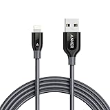Anker PowerLine+ ライトニングUSBケーブル Apple MFi認証取得【高耐久ケブラー素材 / 2重編込の高耐久ナイロン素材 / フェルト製ポーチ付属】iPhone、iPad各種他対応 (1.8m グレー)