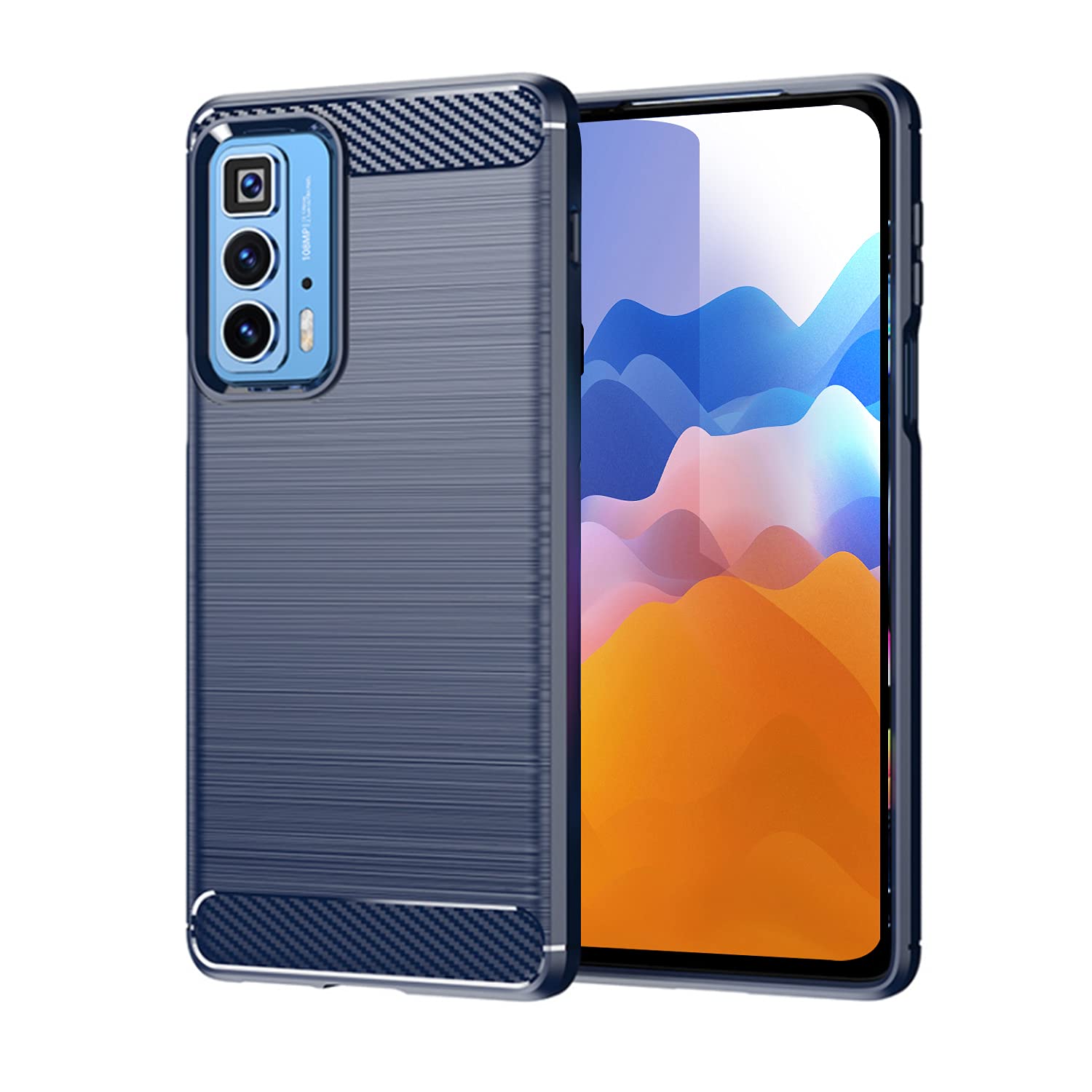 SCL Case for Moto Edge 20 Pro Case [Blue], Carbon Fibre Effect Gel Grip Protection Cover [Anti Scratch][Anti Collision] Case Compatible with Motorola Edge 20 Pro
