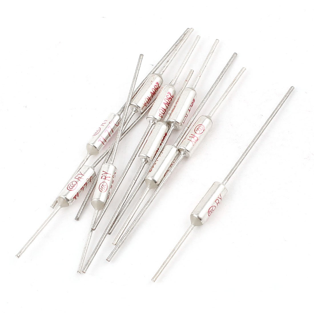 Sourcingmap 10 Pcs RY TF 77 Celsius Degree Cutoff Thermal Fuse AC 250V 10A