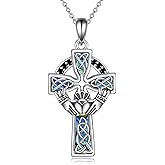 YFN Cross Necklace 925 Sterling Silver Celtic Knot Cross Infinity Heart Love Pendant Necklace 18"
