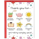 YiKaLus Cute Thank You Card for Teachers, Great Teacher Appreciation Gifts for Men Women, Thank You for Helping Me Grow Card, Best Teacher Appreciation Gift Ideas from Students