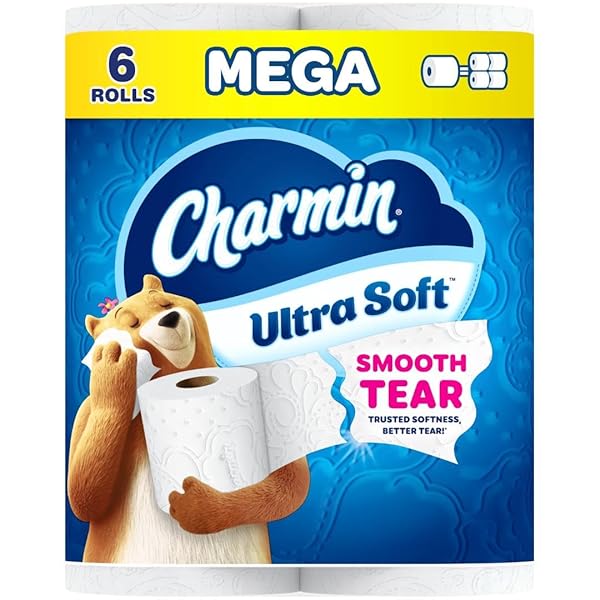 CHARMIN ULTRA SOFT TOILET PAPER, 6 MEGA ROLLS = 24 REGULAR ROLLS