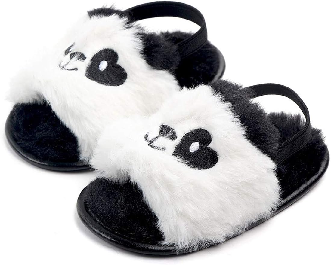 baby fur slides with strap
