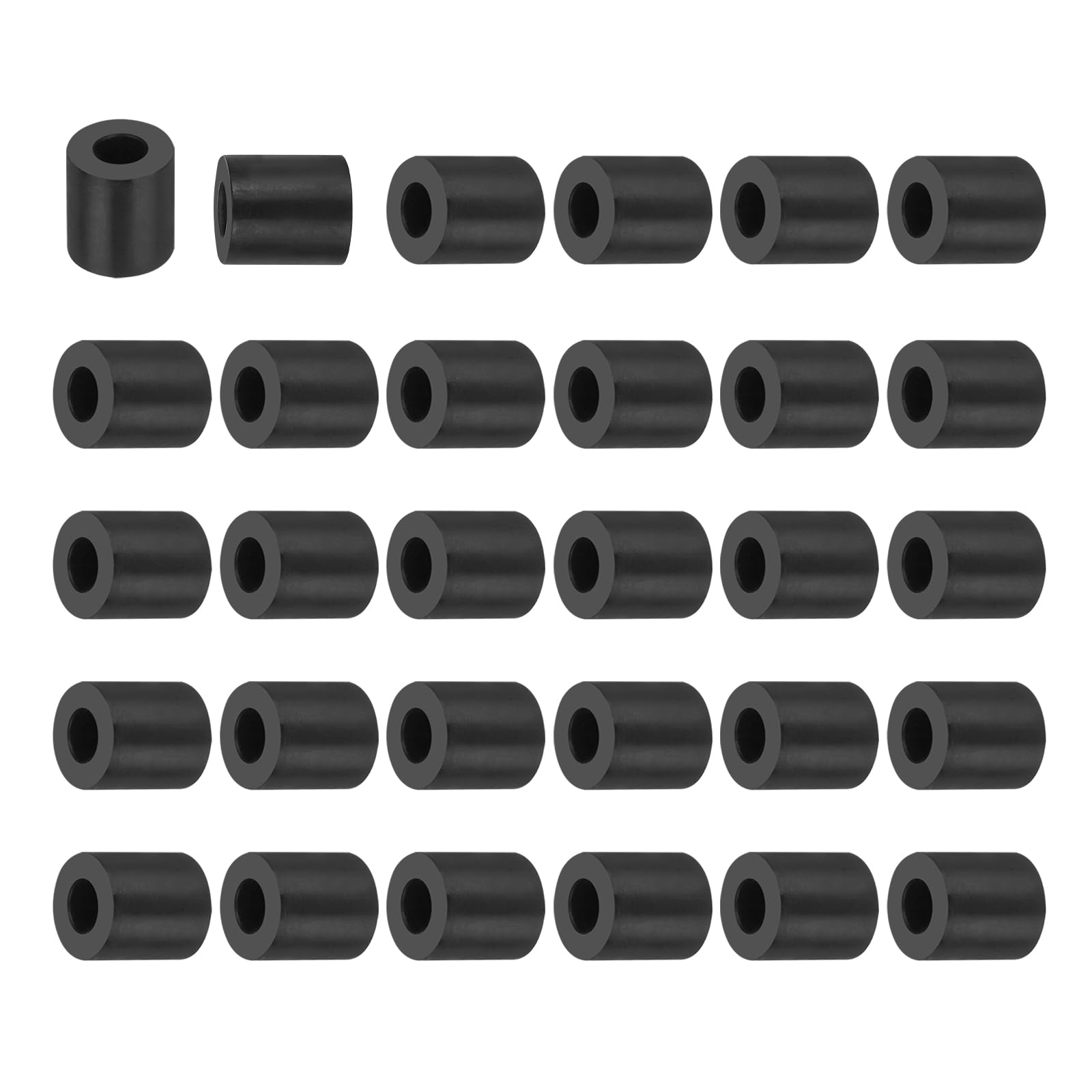 PATIKIL Multi Purpose Rubber Spacer, 50Pcs 5mm ID x 11mm OD x 11mm T Neoprene Round Anti-Vibration Isolation Pads Isolator Rubber Bushings Spacer Washer for HVAC Bolts Car Accessories