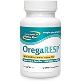 NORTH AMERICAN HERB & SPICE OregaRESP - 30 Capsules - Multiple Spice Oil Formula with Wild Mediterranean Source P73 Oregano - Healthy Respiratory System Support - Non-GMO - 30 Servings