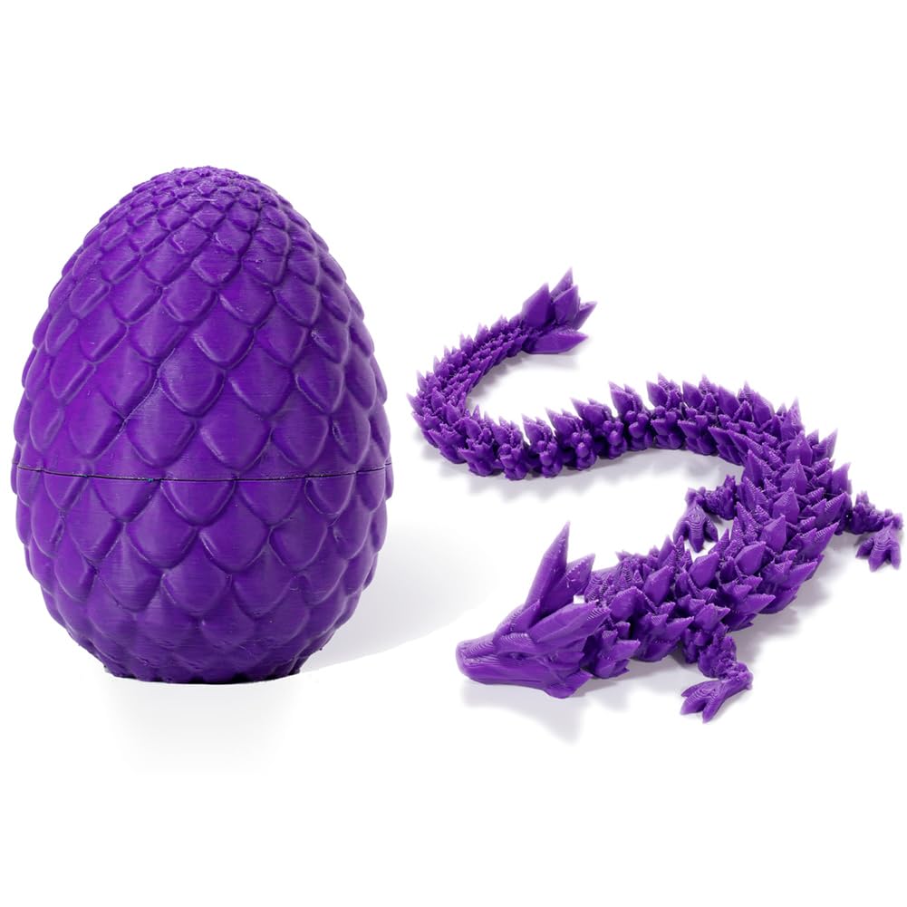 3D Dragon Egg Articulating Gemstone,Crystal Dragon Figurine,3D Printed Dragons,Articulated Dragon,Removable Mystery Dragon Egg Toy Dragon,for Kids and Adults Home Decor Desk Decor (F)
