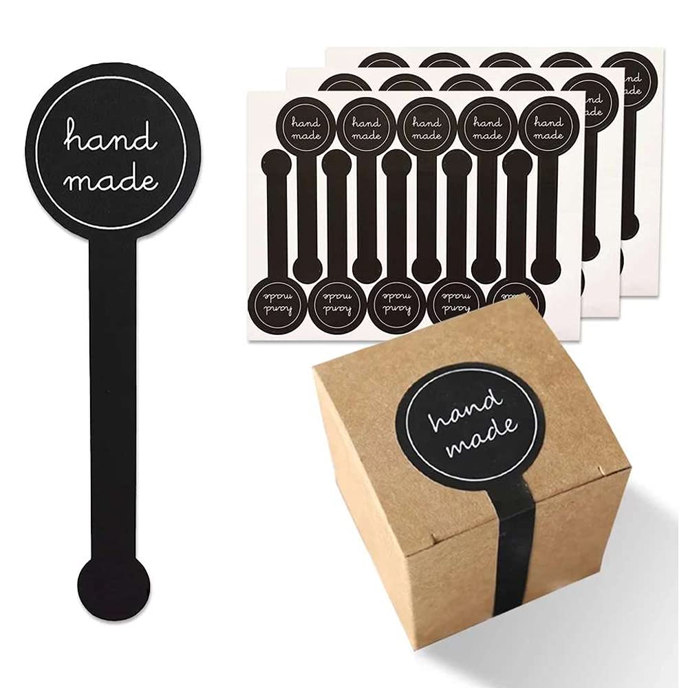 200 Pcs Gift Stickers Hand Made, Long Sealing Label, Packaging Sticker, Gift Bags Stickers,for Gift Scrapbook Birthday Christmas Baking, Thanksgiving, Gift Bags, Wedding (20 * Stickers (10 per sheet))