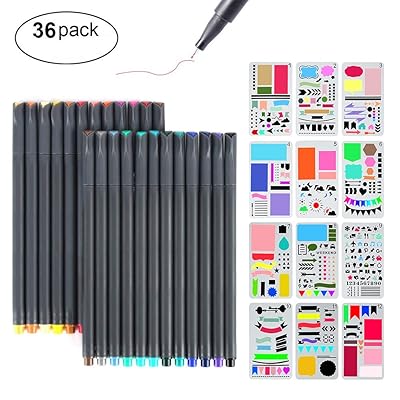 I-Bullet Journal Stencil Kit, MaleDen 24 Imibala emihle yokuCwangcisa abaCwangcisi abaCwangcisiweyo ngee-12 zokushicilela iiStencils Iseti yeNqaku leKhalenda yeKhalenda yeScrapbook