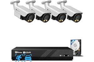 FORCOVR 4COVR 8MP Security Camera System, 2 Way Audio Talk & Smart Color Night Vision, 4X 8MP Bullet PoE IP Camera IP67 Person Vehicle Detection, 8CH 4K NVR 2TB HDD, 24/7 Home Video, LY37YX8M0804