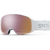 SMITH 4D MAG S Goggles with ChromaPop Lens – Performance Snowsports Goggles with Easy Lens Change Technology for Skiing & Snowboarding – White Chunky Knit + Everyday Rose Gold Mirror