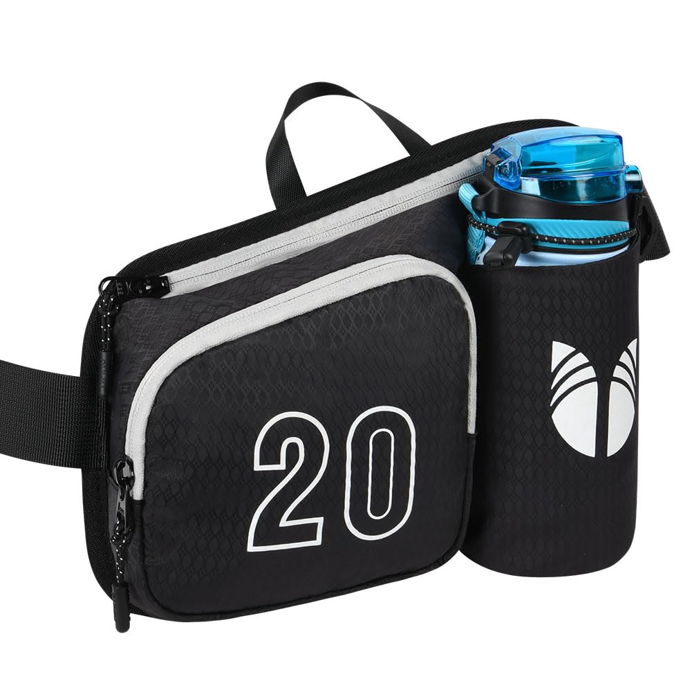 Flintronic Waist Fanny Pack, Bumbags with Bottle Holder, Water Repellent Bum Bag, Large Capacity, Bum Waist Bag for Dog Walking Hiking Travel Sports Men Women