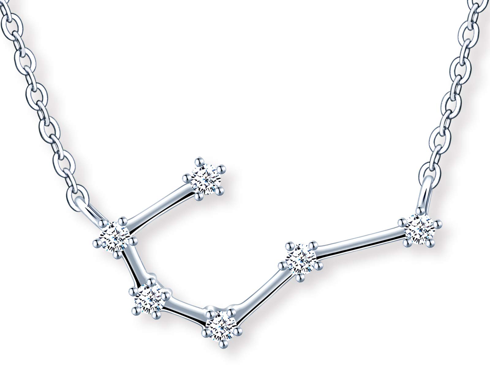 MicLee Women's girl's Necklace pendant, 925 Sterling Silver necklace, Twelve constellations zircon necklace, Constellations Guardian Choker, Cancer necklace pendant, Inlaid zircon, silver