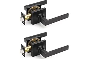 GOBEKOR 2 Pack Interior Door Handles Black Passage Door Handles Indoor Reversible Door Handle for Hall & Closet Door Non-Lock