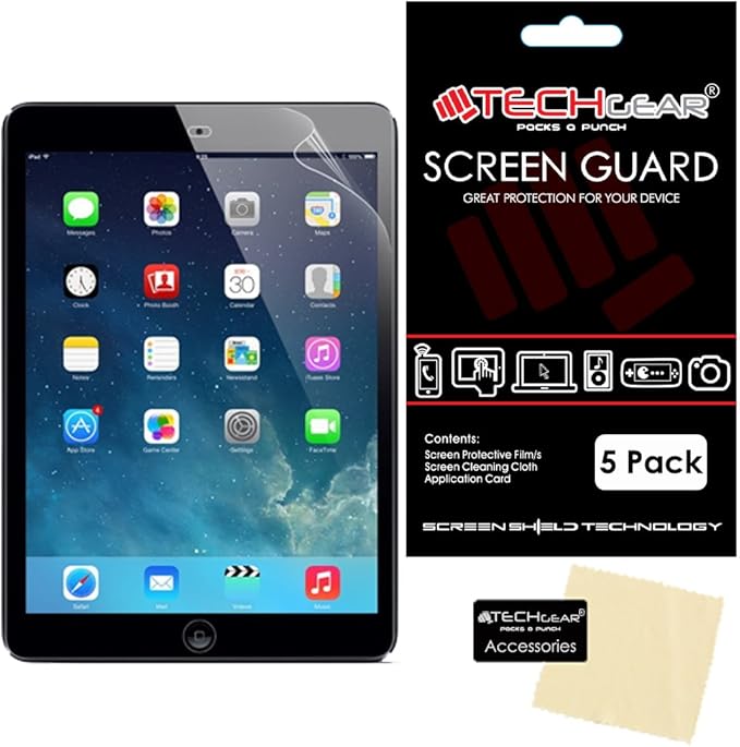 TECHGEAR [5 Pack] Screen Protectors for iPad Air 2 (iPad 6 / 6th Gen