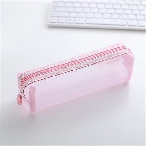 Amazon Co Jp Dddcm 学校メッシュペンケースかわいいかわいいソリッドカラー透明鉛筆ボックス スクールの学生ペンバッグ文具用品 色 ピンク ホーム キッチン