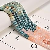 Land Long 76 Pcs 5x8mm Multi-Color Gemstone Bead Smooth Rondelle Stone Beads for Jewelry Making Necklace Crafts Bracelets