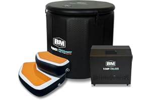 BEYOND MARINA Inflatable Cold Plunge Tub with Step, 1 HP Water Chiller for Ice Bath Tub, Hot & Cold Mode Machine with Ozone, Smart WiFi, Dual Filters, Fast Cooling, 115 Gallon, 39" L x 39" W x 35.4" H