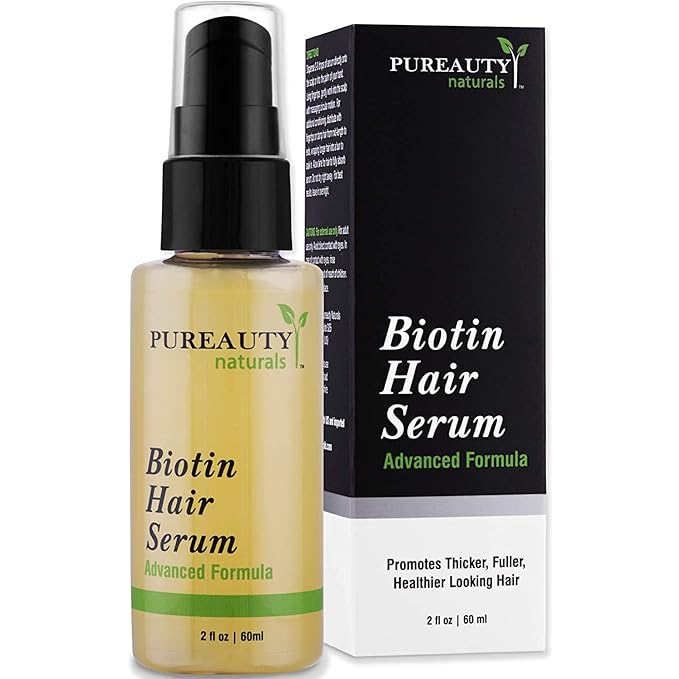 Amazon Com Biotin Hair Growth Serum Advanced Topical Formula To Help Grow Healthy Strong Hair Suitable For Men And Women Of All Hair Types Hair Loss Support By Pureauty Naturals Beauty