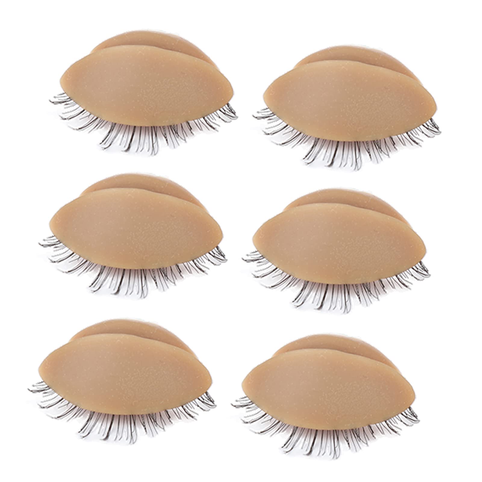 Mannequin Head Eyelids ,Eyelash Grafting Practice 3 Pairs Silicone Eyelids with Eyelashes Replaceable for Salon(Coffee color)