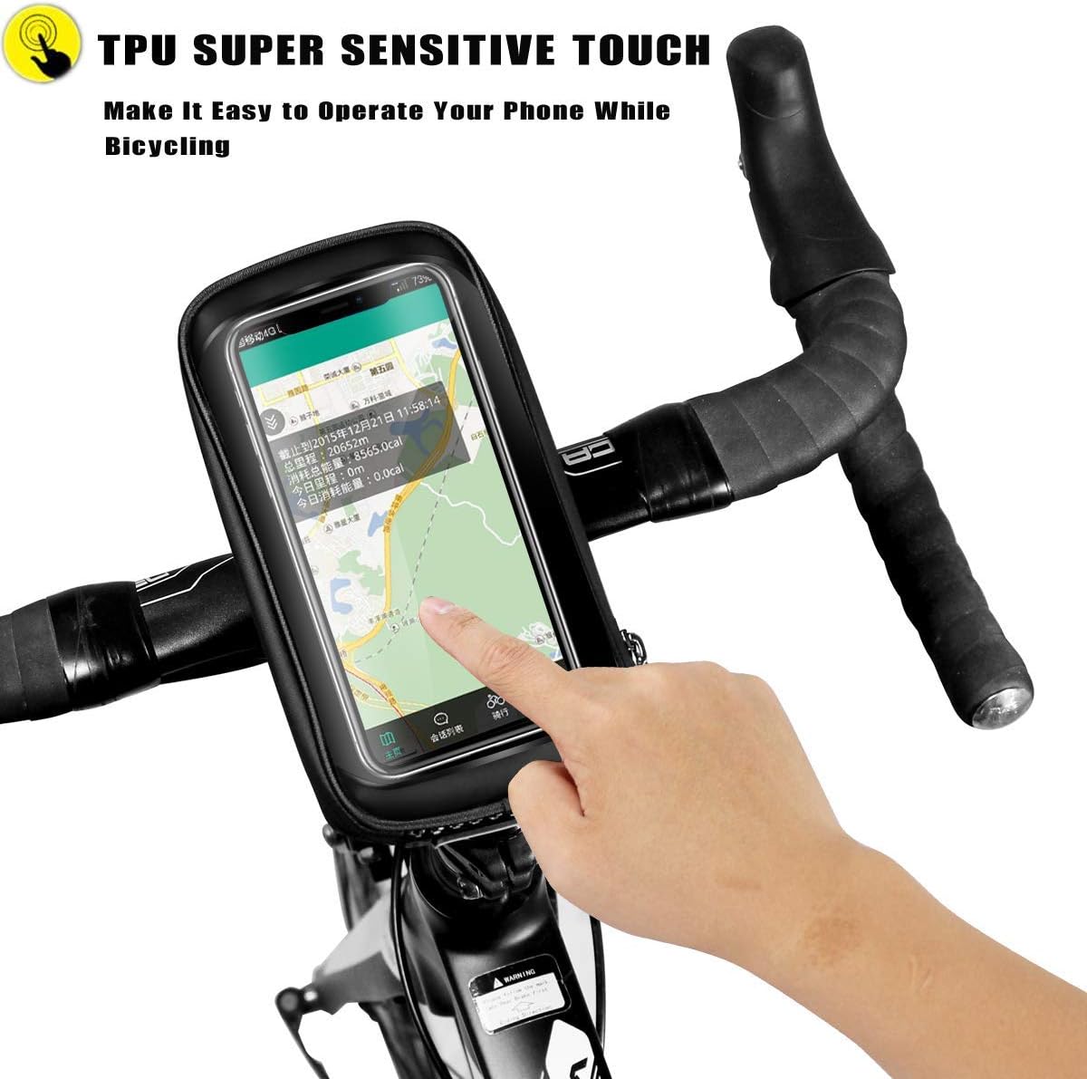 Faireach Bike Handlebar Bag with Mobile Phone Holder, Bicycle Frame Top Tube Pouch - Image 4