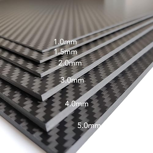 WHABEST 1-3MM 3K Carbon Plate Panel 100x250mm 200x250mm 100x300mm Sheets High Composite Hardness Material Carbon Fiber Board (100 X 300mm 3K Matte