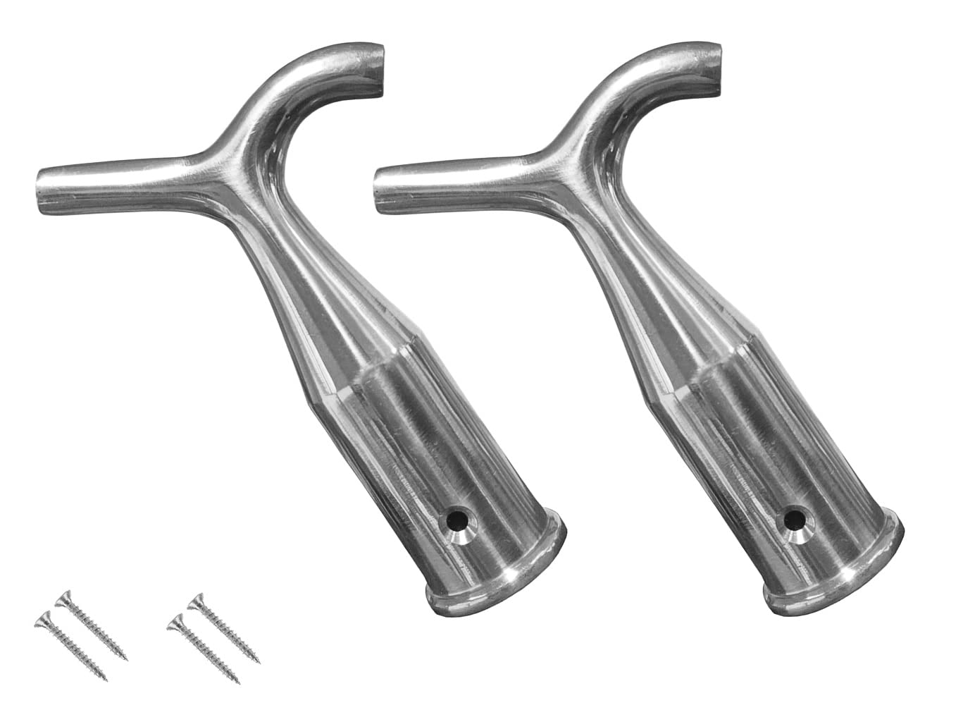 TERF® Traditional Polished Chrome Pole Hook Sash Window Catch Lift Pull Fanlight Skylight Window Loft Attic Blinds Boat Pole Hook including Fixing Screw - Pack of 2