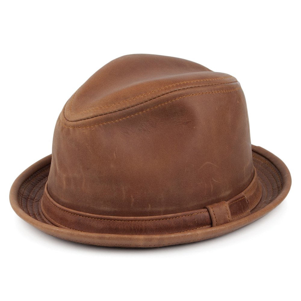 New York Hat Co. Vintage Leather Trilby Hat Brown XLARGE Amazon.co