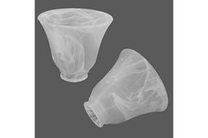 Anmire 2 Pack Alabaster Glass Shade, Bell Shaped Light Fixture Replacement Globe or Cover with 2-1/8-Inch Fitter for Ceiling Fan Light Chandelier Wall Sconce, G0009