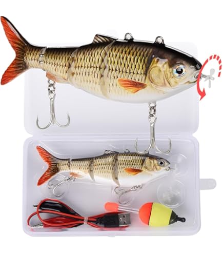 HADORAM Robotic Swimming Lure 5.1” Electric Fishing Lure 4 Segment