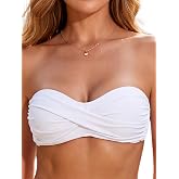 Colloyes Women's Bandeau Bikini Top Strapless Tie Back Bathing Suit Top