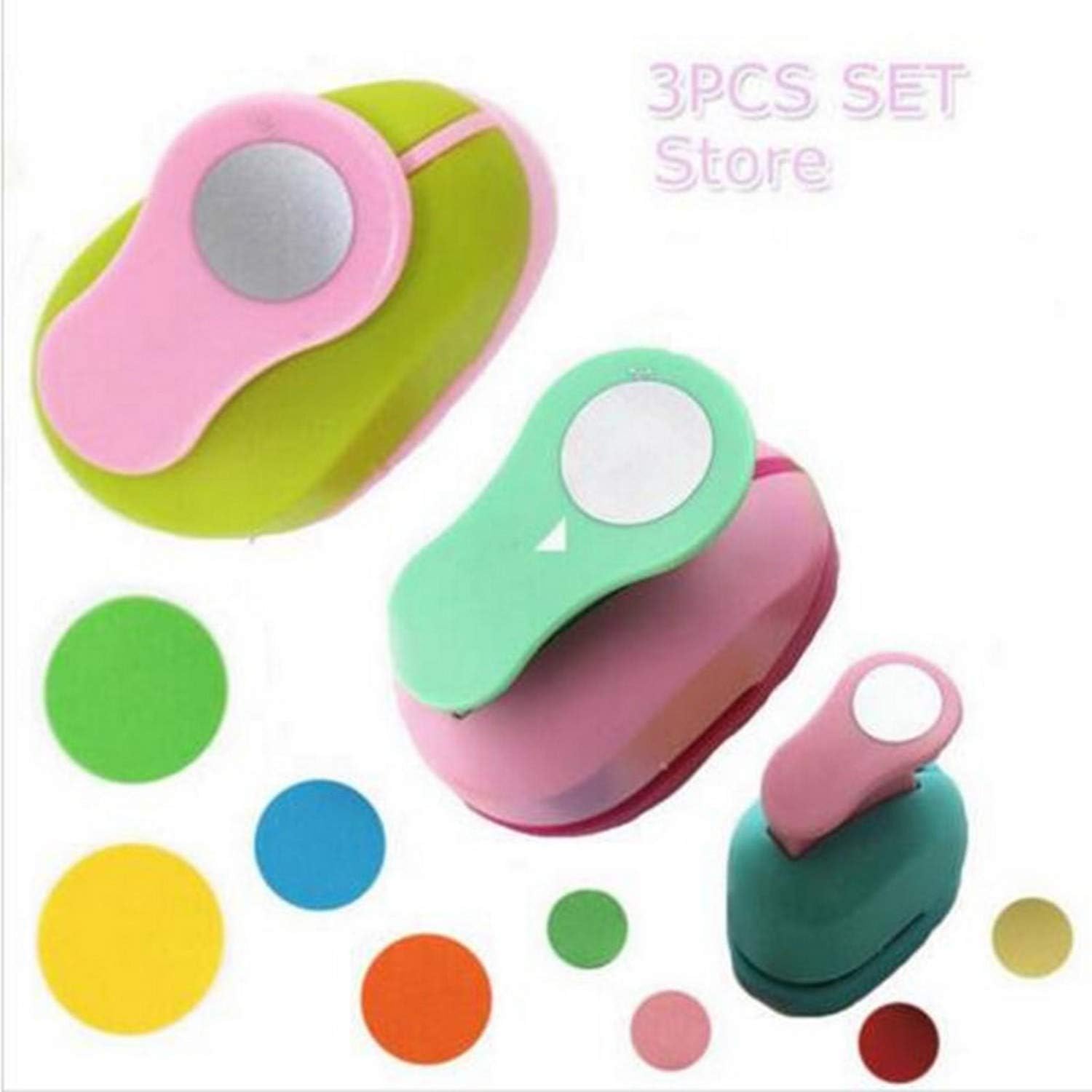 3Pcs(5Cm,3.8Cm,2.5Cm) Round Shape Punch Set Children DIY Hole Punches Circle Punch