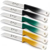 SMI 6 Pcs Paring Knife Set Serrated Solingen Germany Vegetable Knife Fruit Kitchen Knife Flexible, (color 2 black 2 gold 2 green)