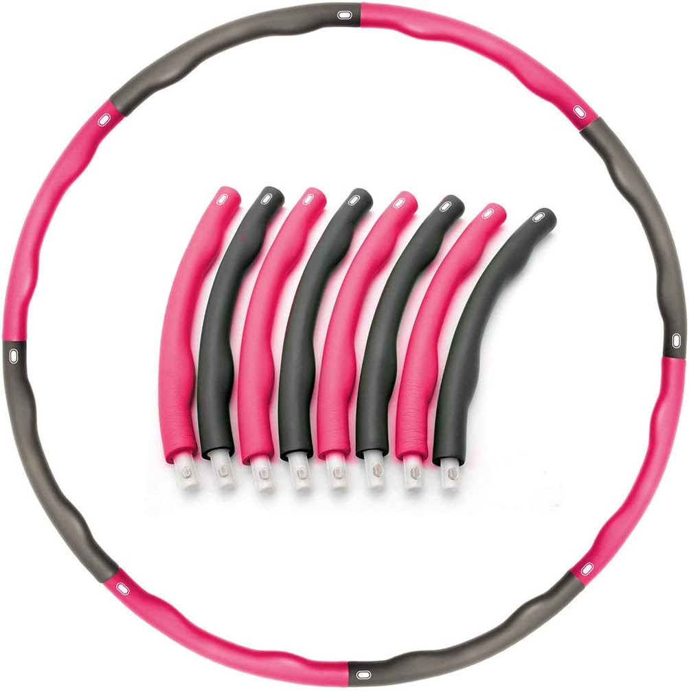 junkai 8 Sections Weighted Hula Hoop Fitness Exercise Abs 1/1.4kg Foam Padded Workout Hoop Adult Kids