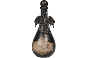 Braxio Halloween Home Decor Potion Bottles - Resin Black Bad Dragon Halloween Potion Bottles Gothic Decor Decorative Bottles Room Decor Aesthetic for Day of The Dead 4.25 * 4.25 * 9.5 Inch