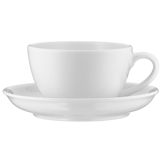 WMF Cappucinotasse Various, mit Untertasse, 250 ml, Porzellan dickwandig, spülmaschinengeeignet, weiß