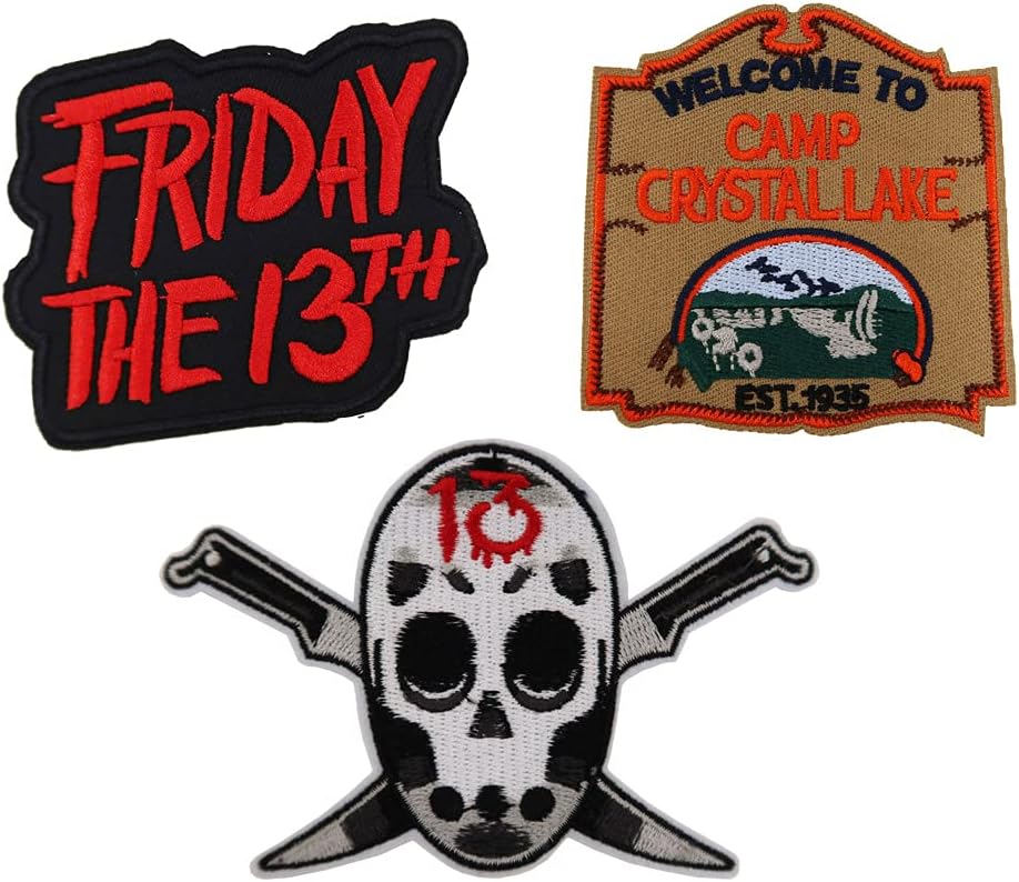 Mixed Media - Friday The 13th Skull Mask Horror Movie Favor Embroidered Iron On Patches Halloween Costume DIY