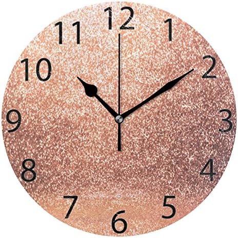 ALAZA Hipster Rose Gold Round Wall Clock, Silent Non Ticking Oil Painting Home Office School Decorative Clock Art