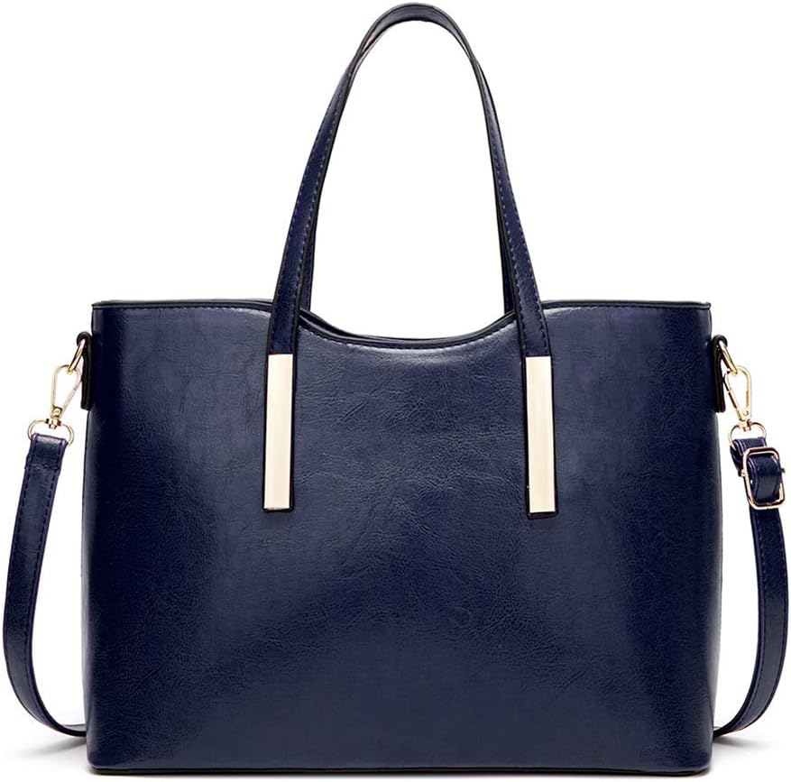 DONYKARRY Top Handle Large Handbags Tote Bag for Ladies Cowhide Leather Handbags for Women Genuine Large Shoulder Bags Leather Cross-Body Bags (blue)