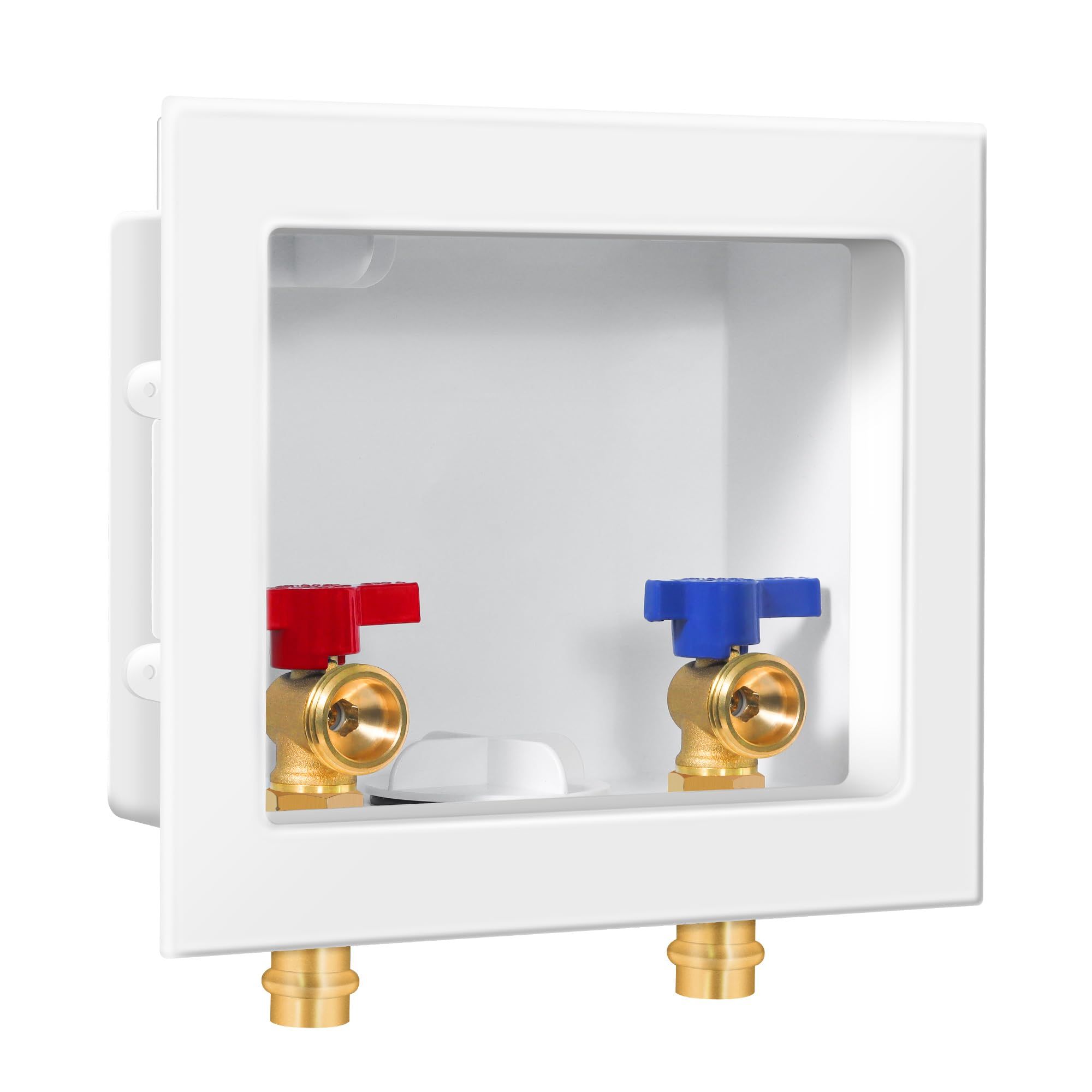 Photo 1 of SECKWHALE Press Washing Machine Outlet Box with Center Drain, 1/2 Inch Press x 3/4 Inch MHT, Washer Faucet Recessed Box, Laundry Washer Valve Outlet Box