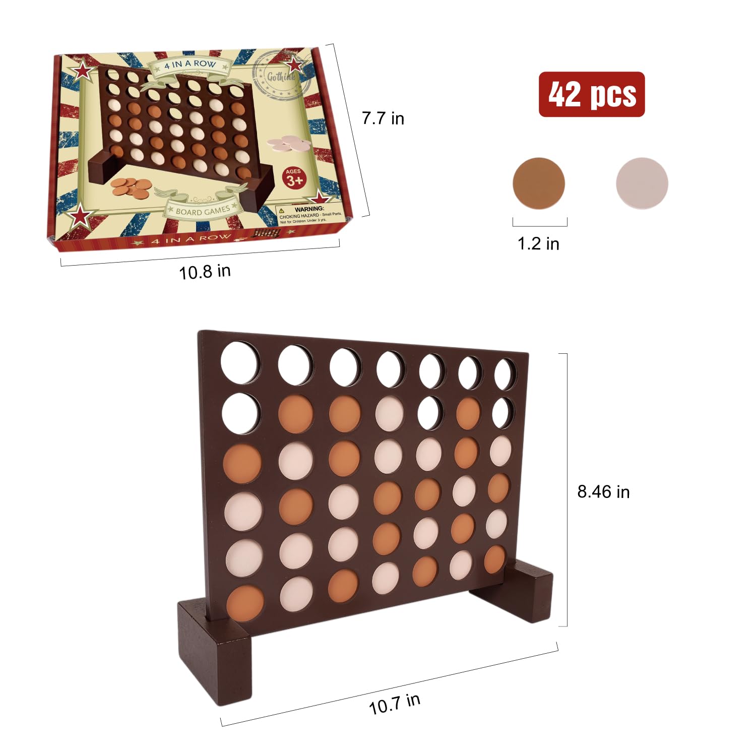 GOTHINK Giant Four in a Row Game with Carrying Bag (4 in a Row Tables Game)