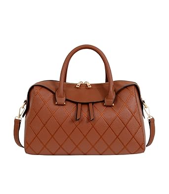 Mellow World Felicity Hb27141, Vegan Leather Tonal Quilted Satchel, Zipper Closure Shoulder Bag