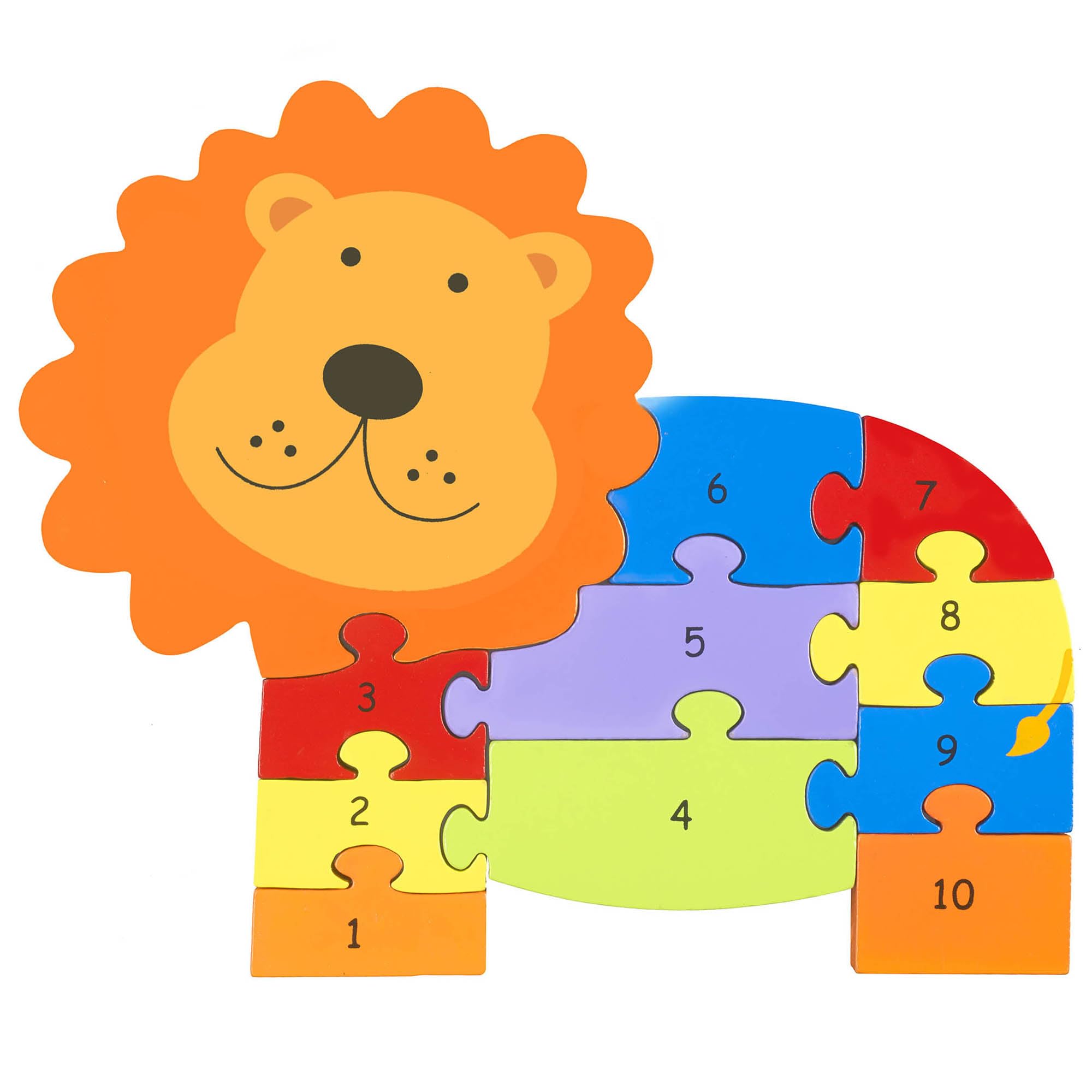 Number Puzzle, Lion Wooden Number Puzzle - Wooden Toys for 1 Year Old and Toddler Toys, Jigsaw Puzzle Games - Educational Montessori Toys, Early Development & Activity Toys by Orange Tree Toys