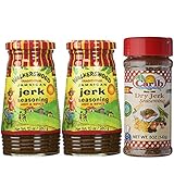 Walkerswood Traditional Jamaican HOT & SPICY Jerk Seasoning 10oz and Carib Dry Jerk Seasoning (Pack-of-3)