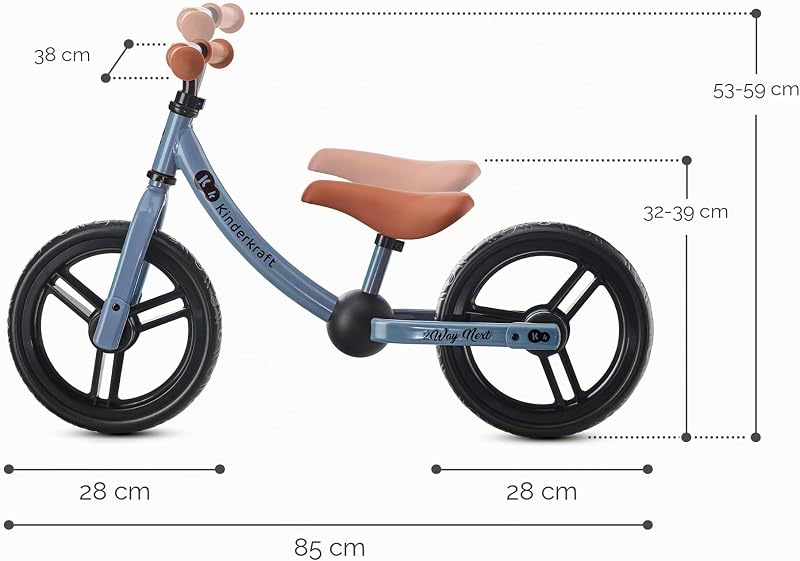 Kinderkraft 2WAY Next Draisienne en Métal, Vélo sans Pédale, Velo Bebe, Guidon Réglables, Durable, Accessoires, De 2 Ans jusqu'à 35 kg, Bleu